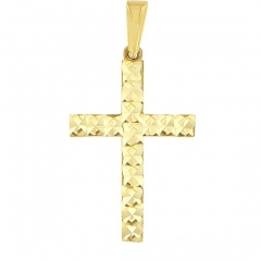 Złoty dwustronny krzyżyk diamentowany pr. 585